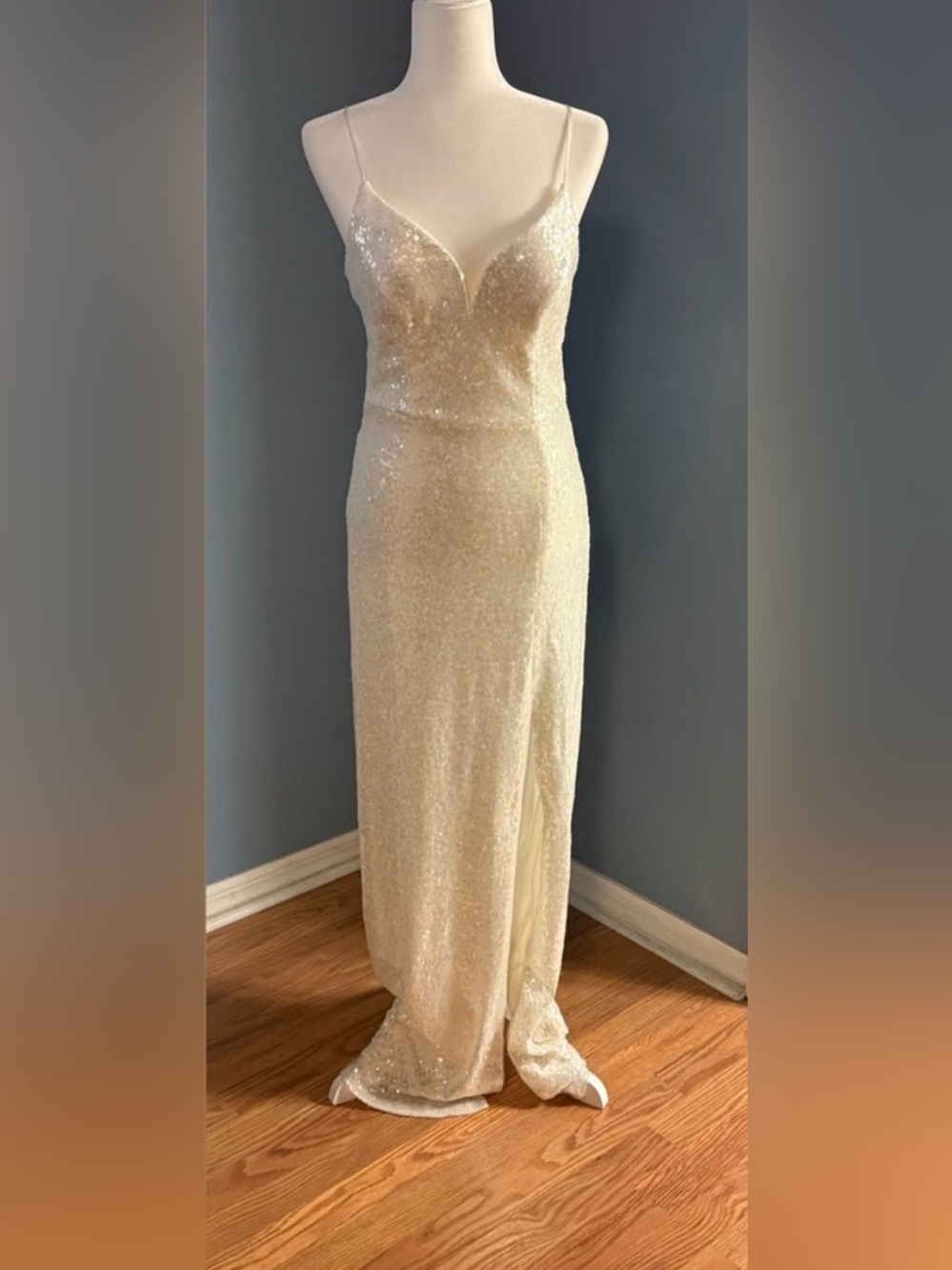Sequined lined full length gown